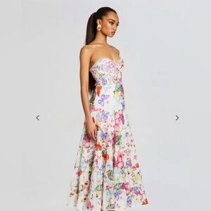 NWT Charo Ruiz White Danny Long Dress Borbo Size Small Retrofete Butterfly